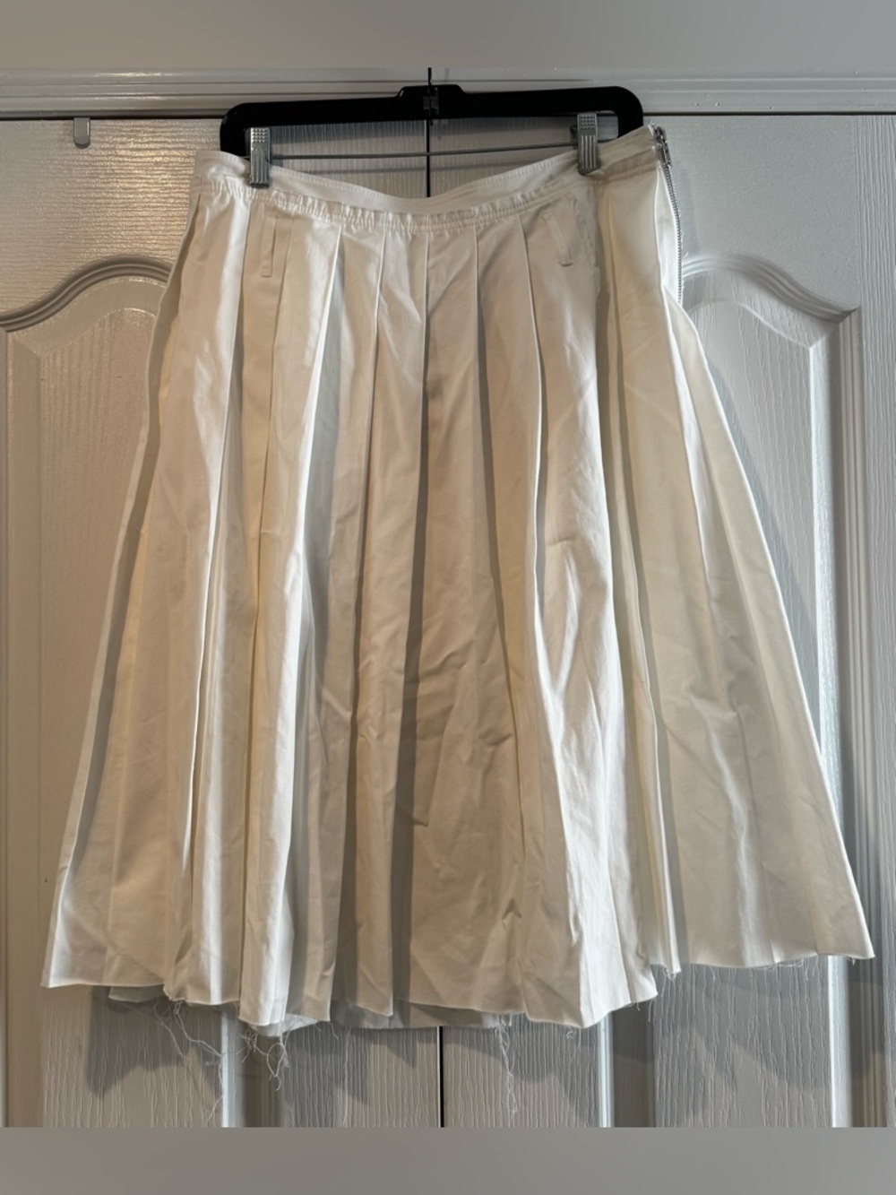 Zara White Cotton Pleated A-Line Skirt NWT - Size L